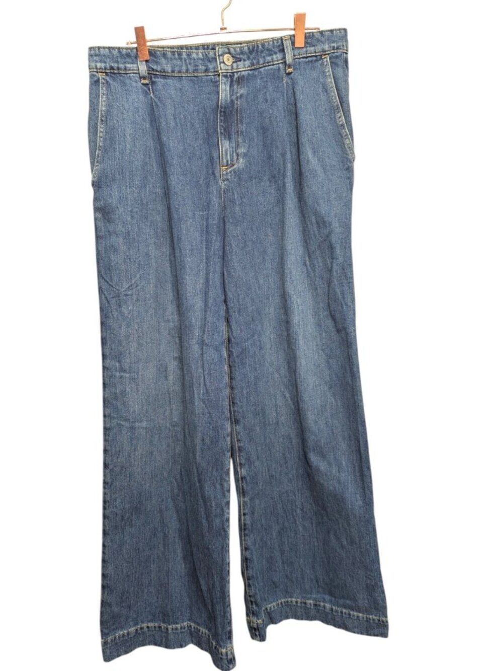 Lauren Ralph Lauren WIDE Leg Jeans Denim Trousers Blue Size 12 - Cuffs 13 inches